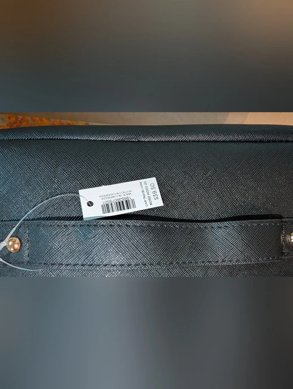 NWT Chicos Black Saffiano Faux Leather Toiletry Bag Travel Makeup Case NWT